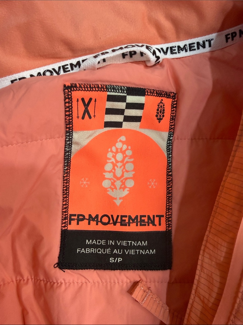 FP Movement Women's Hooded Zip Ripstop Nylon Windbreaker Jacket Peach S